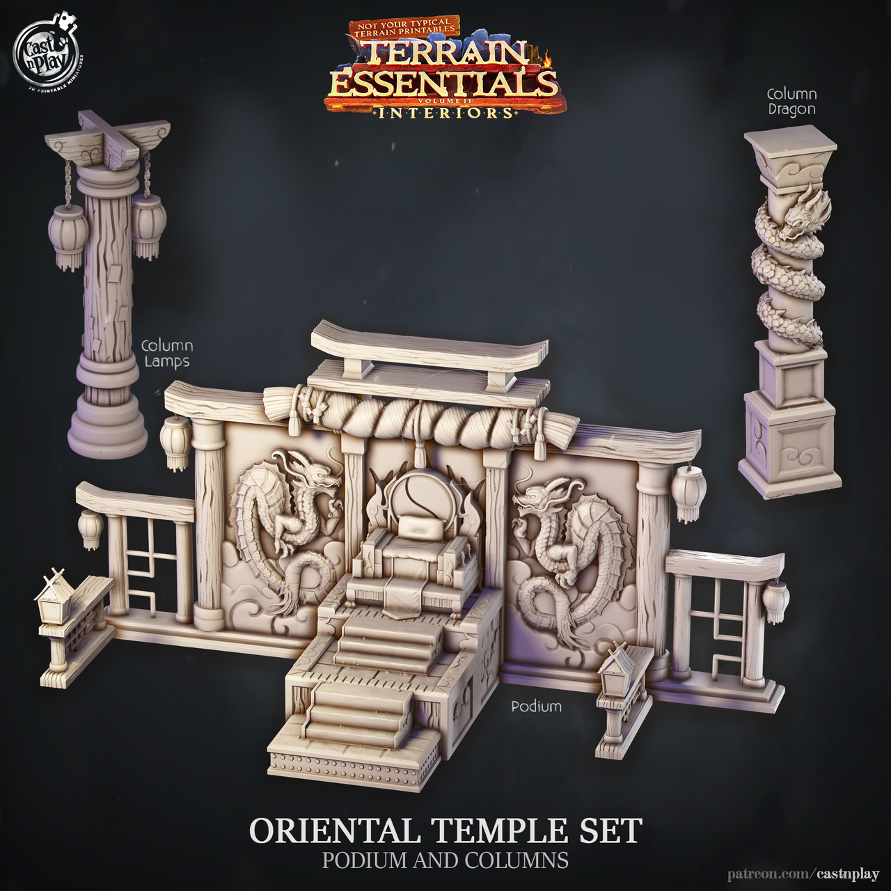 Oriental Temple Set - Podium and Columns