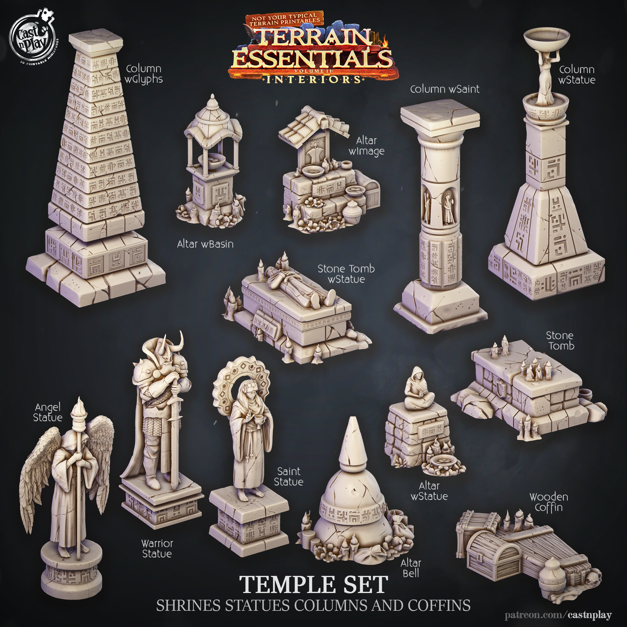 Temple Set - Shrines, Statues, Columns, and Coffins