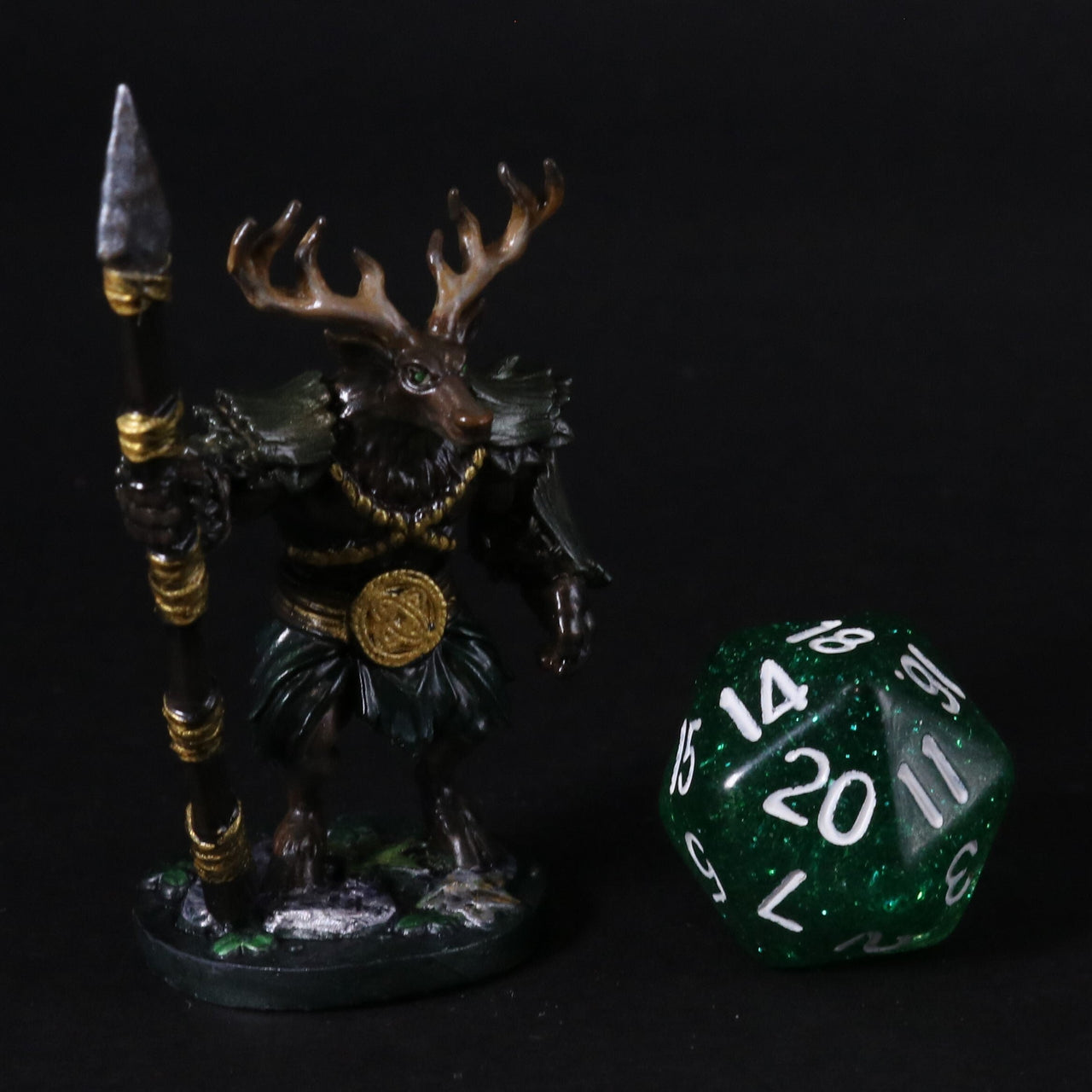 Painted Miniature - Deadly Deer - Deer Spear Warrior